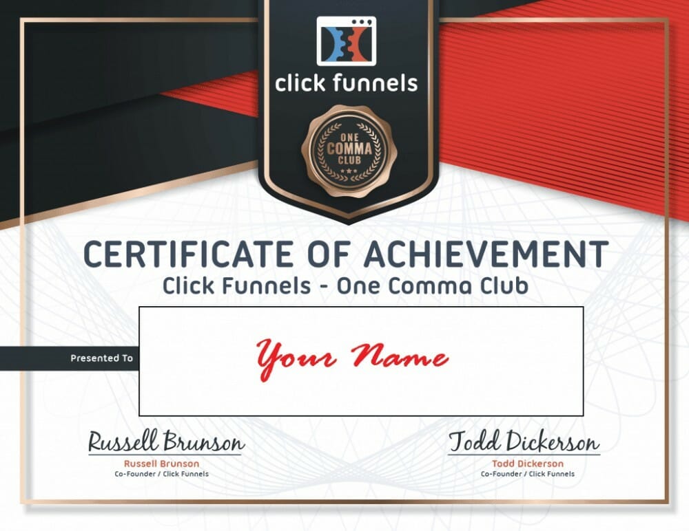 One Funnel Away challenge certificate